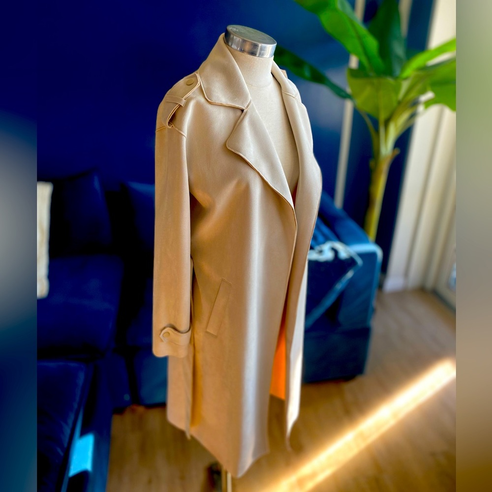 Faux Suede 3/4 Cream Women’s Jacket US 4 - Picture 3 of 7